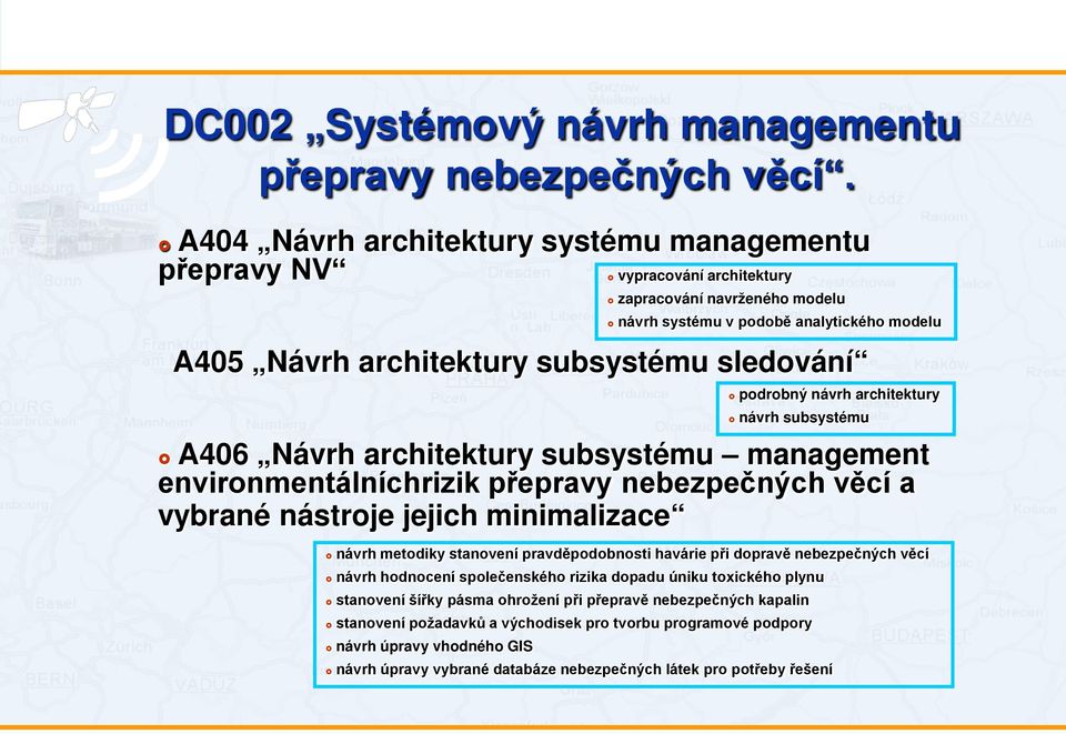 podrobný návrh architektury návrh subsystému A406 Návrh architektury subsystému management environmentálníchrizik přepravy nebezpečných věcí a vybrané nástroje jejich minimalizace návrh metodiky