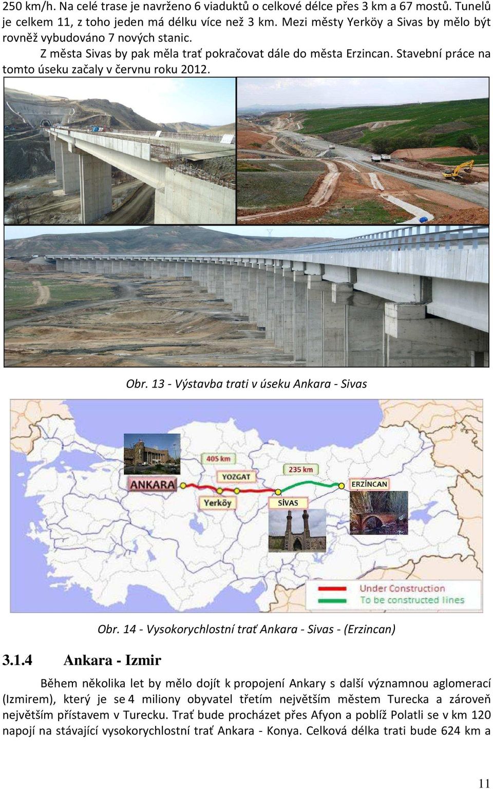 13 - Výstavba trati v úseku Ankara - Sivas 3.1.4 Ankara - Izmir Obr.