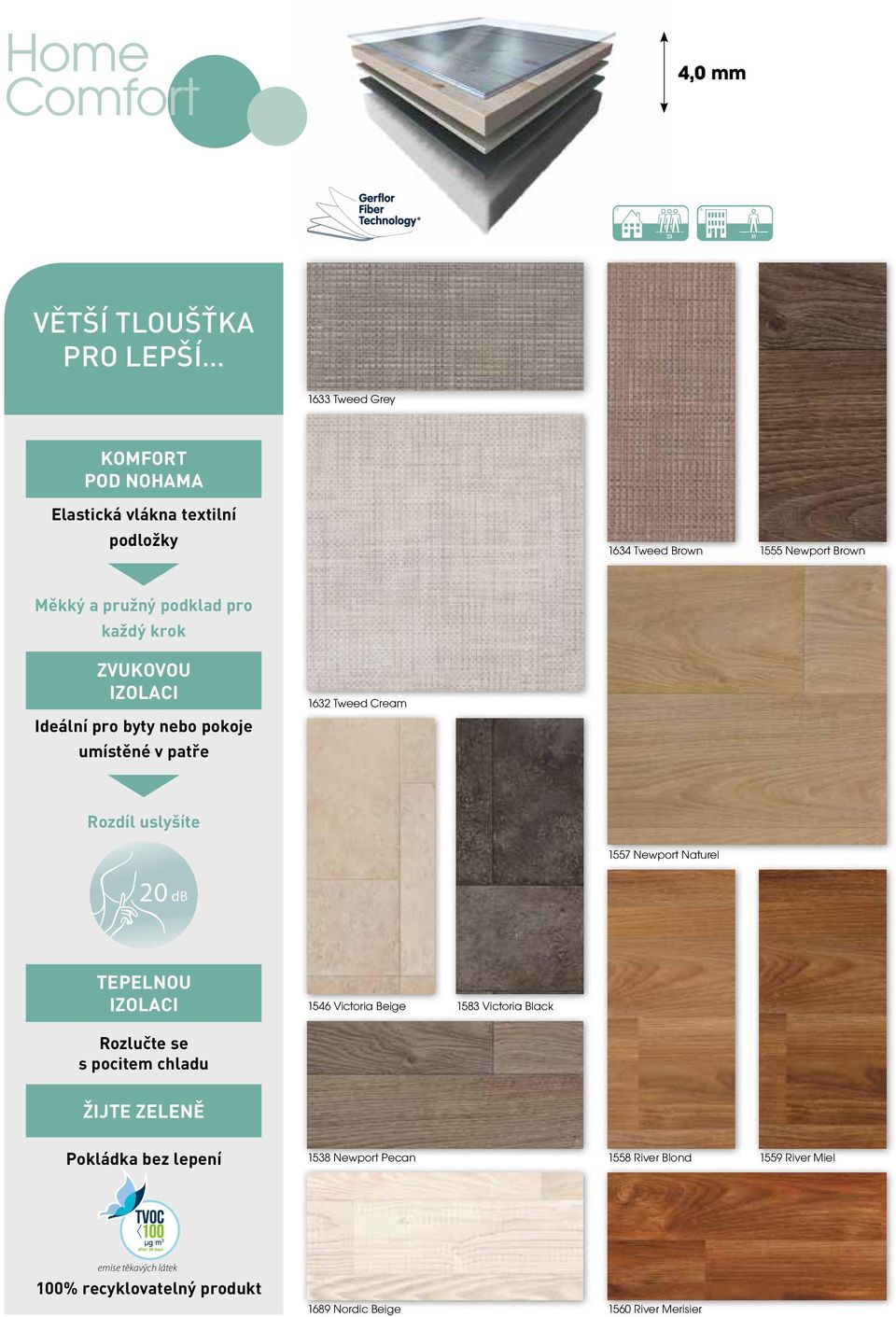 uslyšíte 1557 Newport Naturel 20 db Tepelnou IZOLACI 1546 Victoria Beige 1583 Victoria Black Rozlučte se s pocitem chladu žijte zeleně