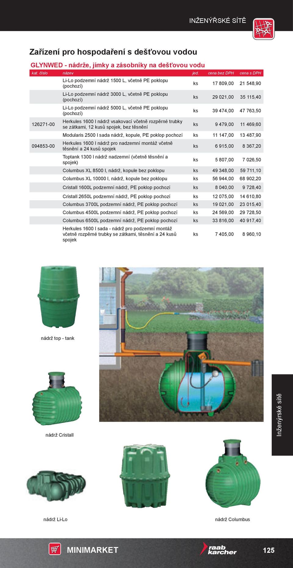 rozpěrné trubky se zátkami, 12 kusů spojek, bez těsnění ks 9 479,00 11 469,60 Modularis 2500 l sada nádrž, kopule, PE poklop pochozí ks 11 147,00 13 487,90 Herkules 1600 l nádrž pro nadzemní montáž