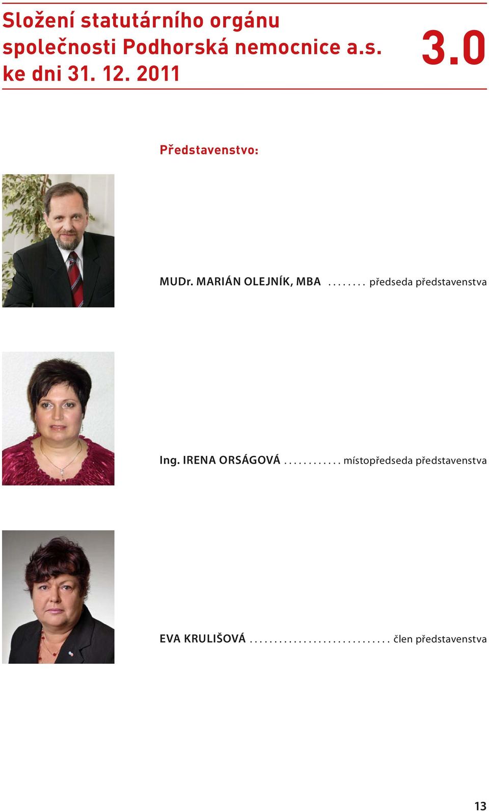 marián olejník, mba... předseda představenstva Ing.