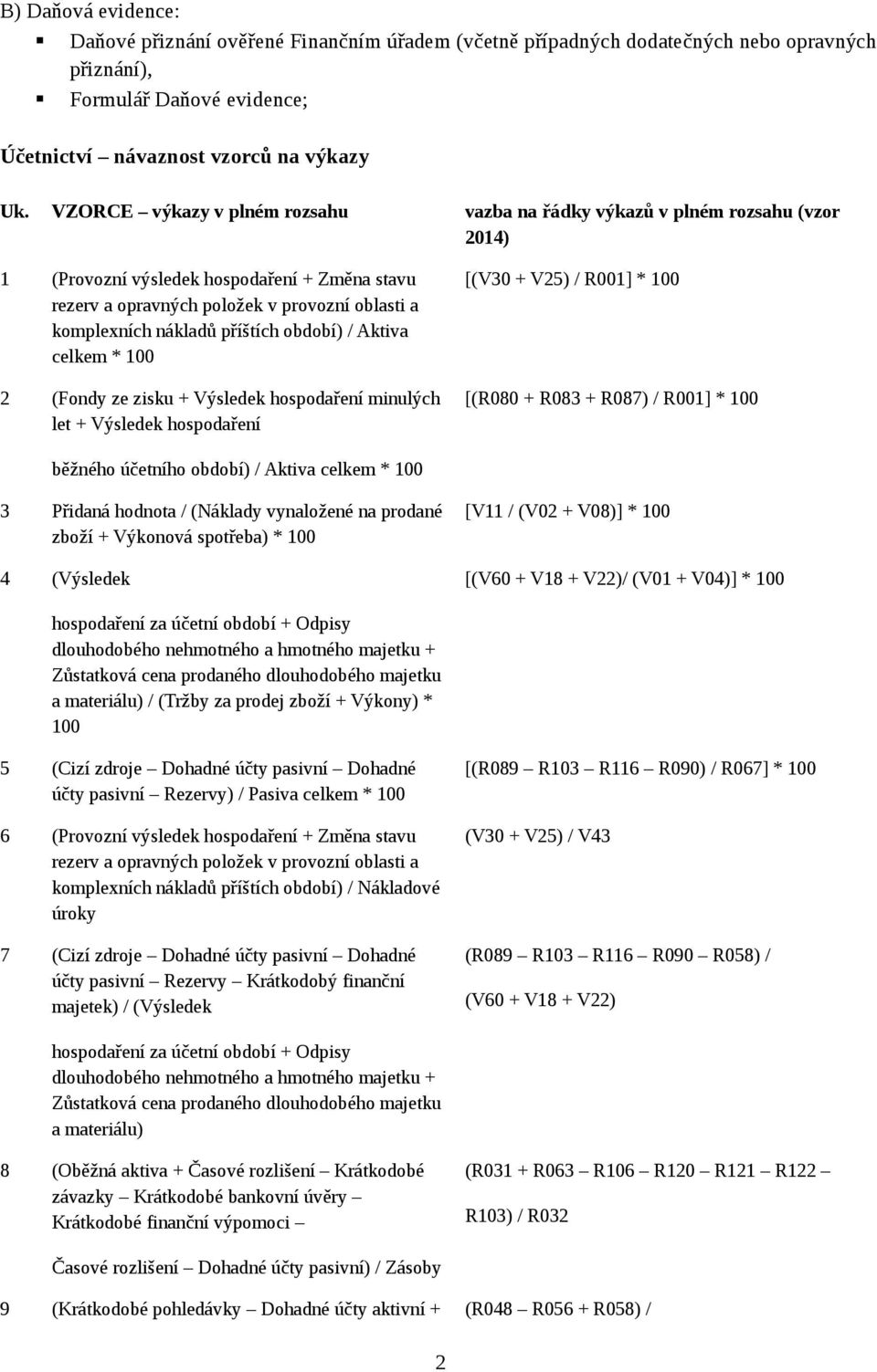 příštích období) / Aktiva celkem * 100 2 (Fondy ze zisku + Výsledek hospodaření minulých let + Výsledek hospodaření [(V30 + V25) / R001] * 100 [(R080 + R083 + R087) / R001] * 100 běžného účetního