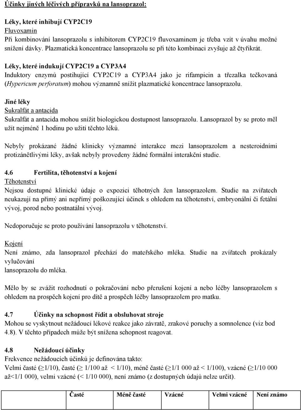 Léky, které indukují CYP2C19 a CYP3A4 Induktory enzymů postihující CYP2C19 a CYP3A4 jako je rifampicin a třezalka tečkovaná (Hypericum perforatum) mohou významně snížit plazmatické koncentrace