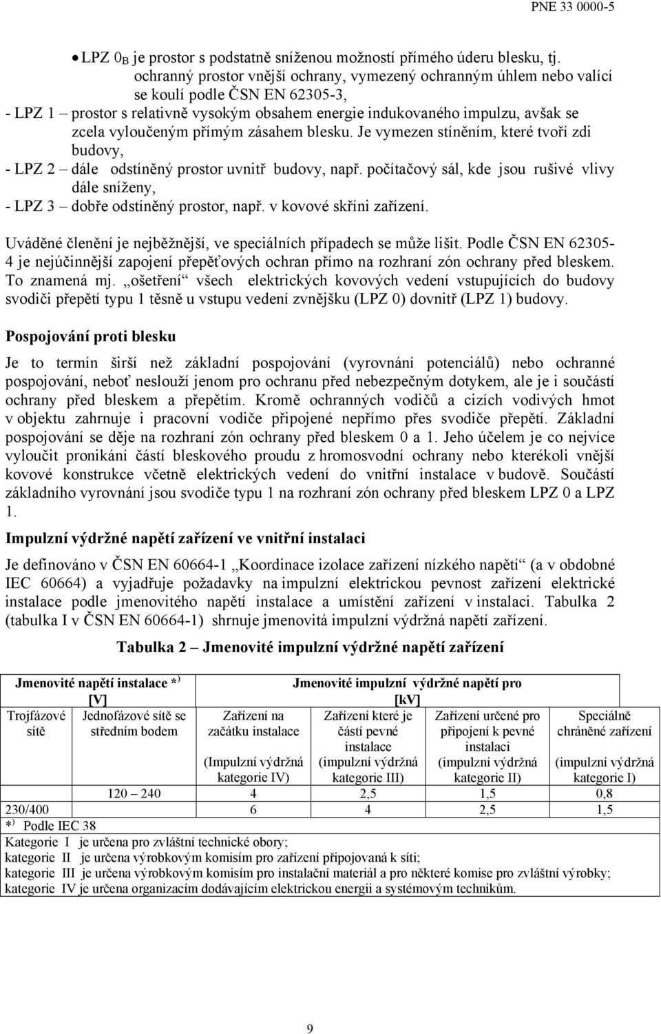 vyloučeným přímým zásahem blesku. Je vymezen stíněním, které tvoří zdi budovy, - LPZ 2 dále odstíněný prostor uvnitř budovy, např.