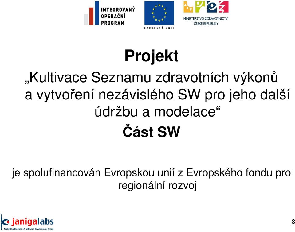 a modelace Část SW je spolufinancován Evropskou