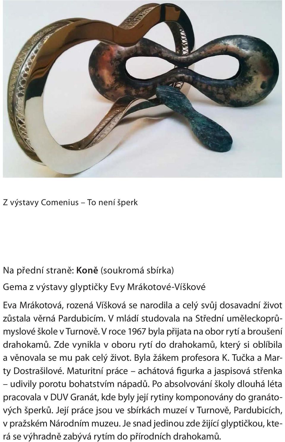 Zde vynikla v oboru rytí do drahokamů, který si oblíbila a věnovala se mu pak celý život. Byla žákem profesora K. Tučka a Marty Dostrašilové.