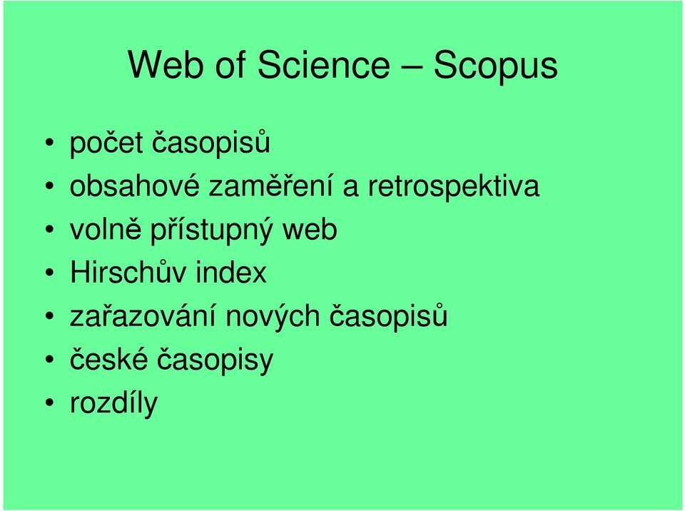 volně přístupný web Hirschův index