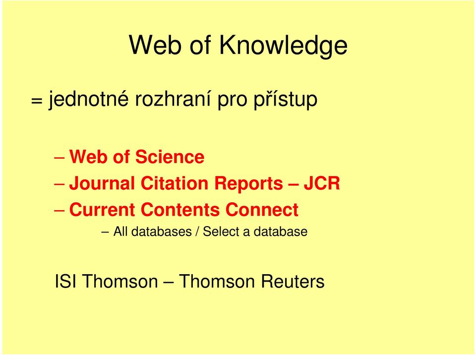 Reports JCR Current Contents Connect All