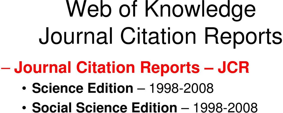 Citation Reports JCR Science