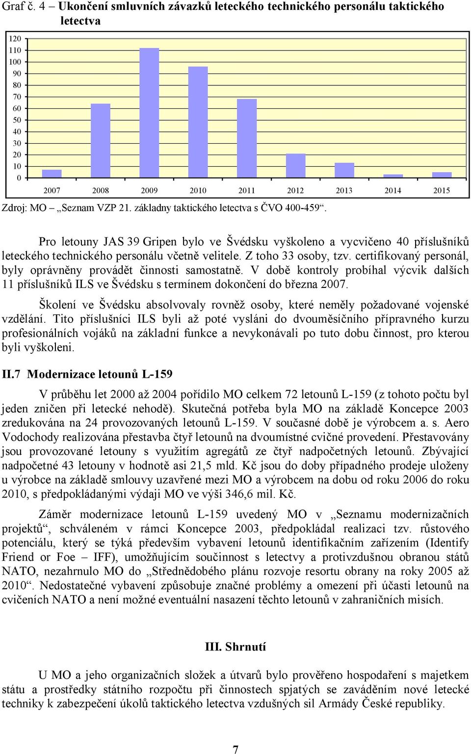 certifikovaný personál, byly oprávněny provádět činnosti samostatně. V době kontroly probíhal výcvik dalších 11 příslušníků ILS ve Švédsku s termínem dokončení do března 2007.