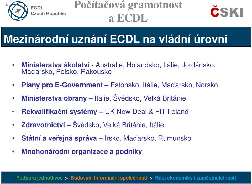 Itálie, Švédsko, Velká Británie Rekvalifikační systémy UK New Deal & FIT Ireland Zdravotnictví Švédsko,