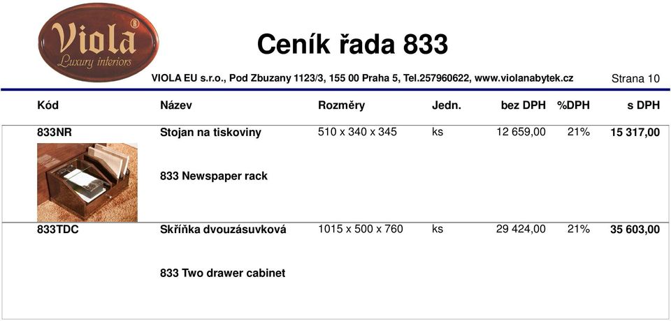 rack 833TDC Skříňka dvouzásuvková 1015 x 500 x