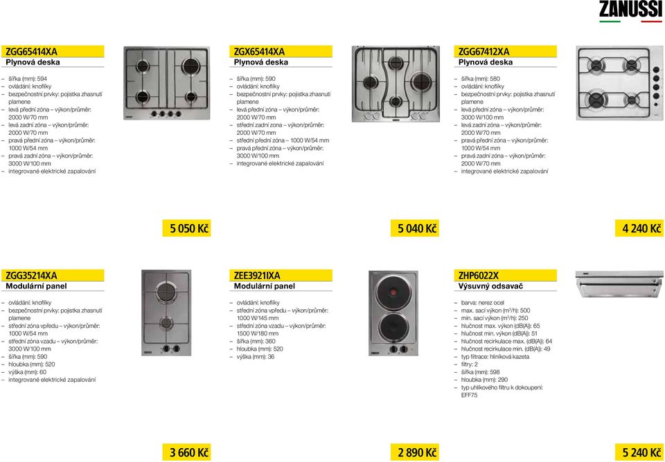 60 ZEE3921IXA Modulární panel střední zóna vpředu výkon/průměr: 1000 W/145 mm střední zóna vzadu výkon/průměr: 1500 W/180 mm šířka (mm): 360 hloubka (mm): 520 výška (mm): 36 ZHP6022X Výsuvný odsavač