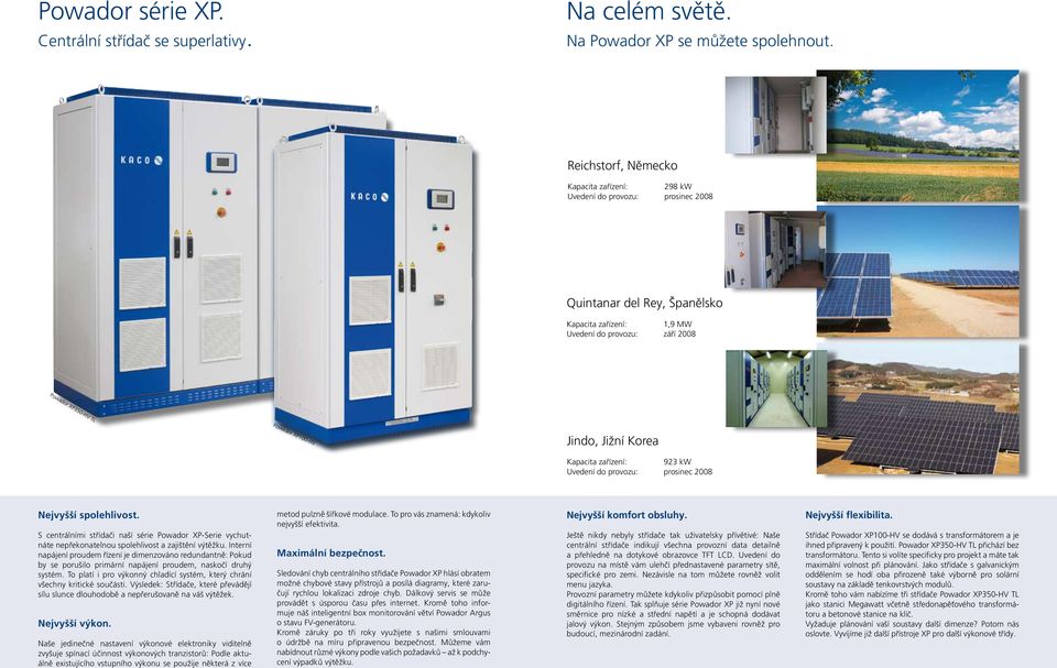 Korea Kapacita zařízení: 923 kw Uvedení do provozu: prosinec 2008 Nejvyšší spolehlivost. S centrálními střídači naší série Powador XP-Serie vychutnáte nepřekonatelnou spolehlivost a zajištění výtěžku.