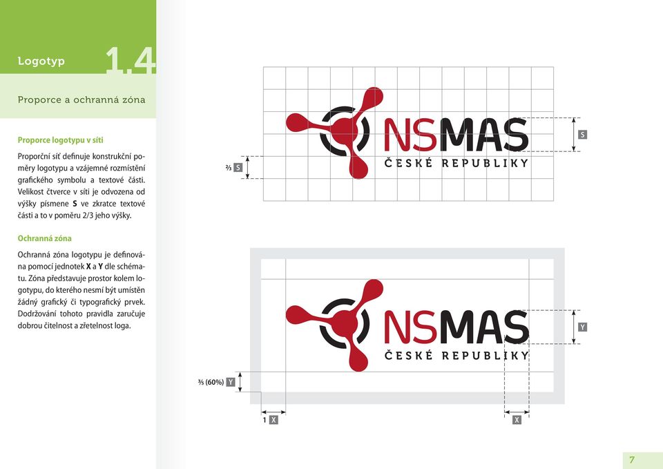 symbolu a textové části. Velikost čtverce v síti je odvozena od výšky písmene S ve zkratce textové části a to v poměru 2/3 jeho výšky.