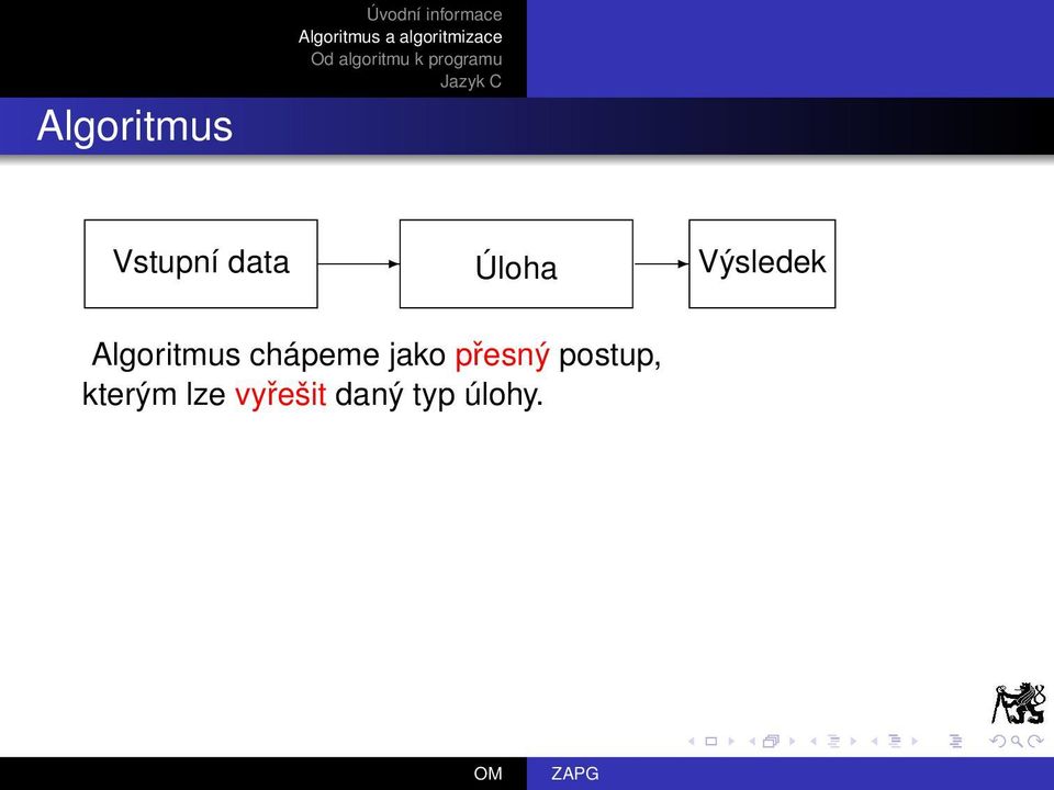 Algoritmus chápeme jako přesný