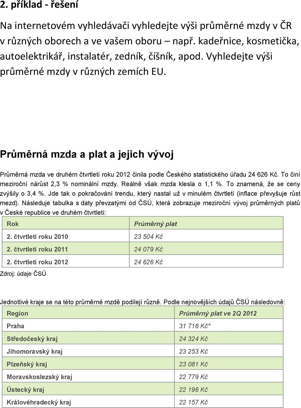 To činí meziroční nárůst 2,3 % nominální mzdy. Reálně však mzda klesla o 1,1 %. To znamená, že se ceny zvýšily o 3,4 %.