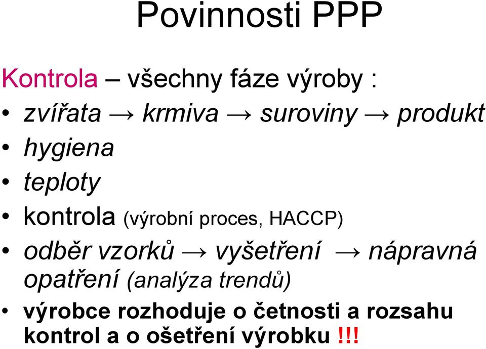 HACCP) odběr vzorků vyšetření nápravná opatření (analýza