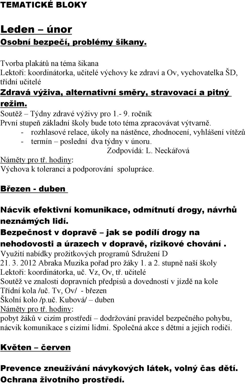 Soutěž Týdny zdravé výživy pro 1.- 9. ročník První stupeň základní školy bude toto téma zpracovávat výtvarně.