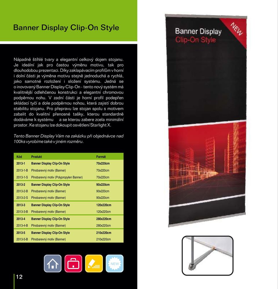 90x220cm 2013-3 Banner Display Clip-On Style 120x220cm 2013-3-B Plnobarevný motiv (Banner) 120x220cm 2013-4 Banner Display Clip-On Style
