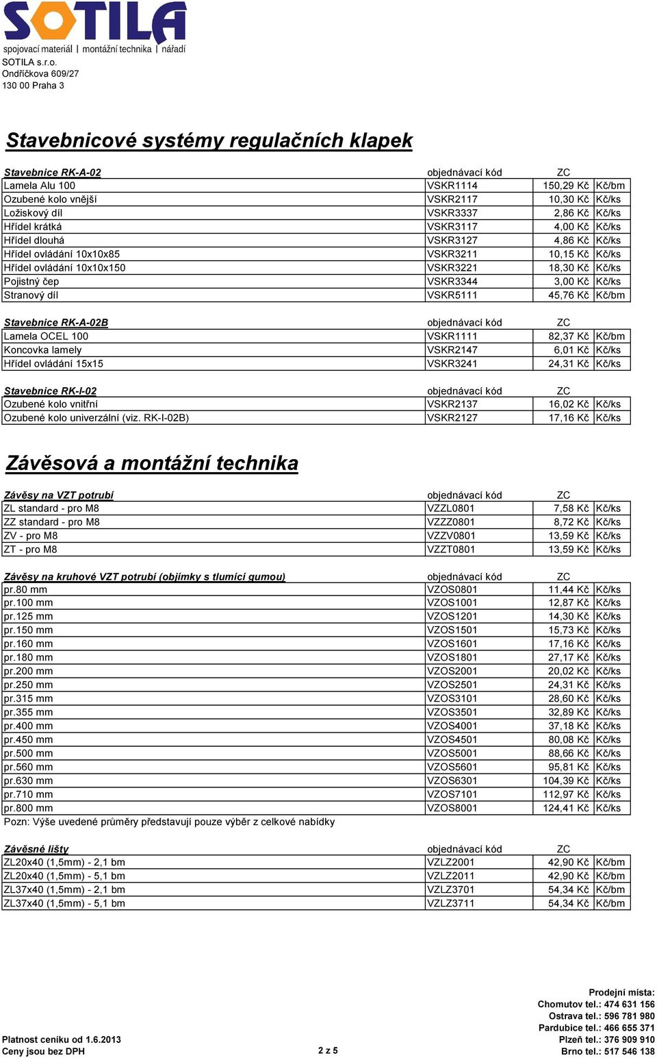 Kč Kč/ks Stranový díl VSKR5111 45,76 Kč Kč/bm Stavebnice RK-A-02B objednávací kód ZC Lamela OCEL 100 VSKR1111 82,37 Kč Kč/bm Koncovka lamely VSKR2147 6,01 Kč Kč/ks Hřídel ovládání 15x15 VSKR3241