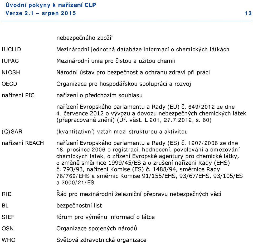 července 2012 o vývozu a dovozu nebezpečných chemických látek (přepracované znění) (Úř. věst. L 201, 27.7.2012, s.