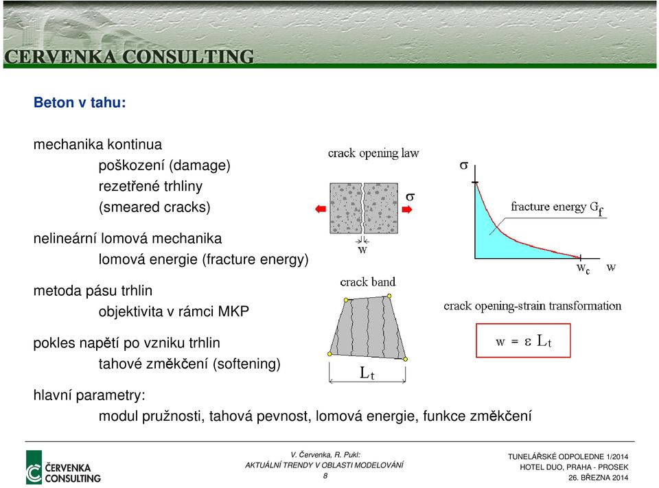 trhlin objektivita v rámci MKP pokles napětí po vzniku trhlin tahové změkčení