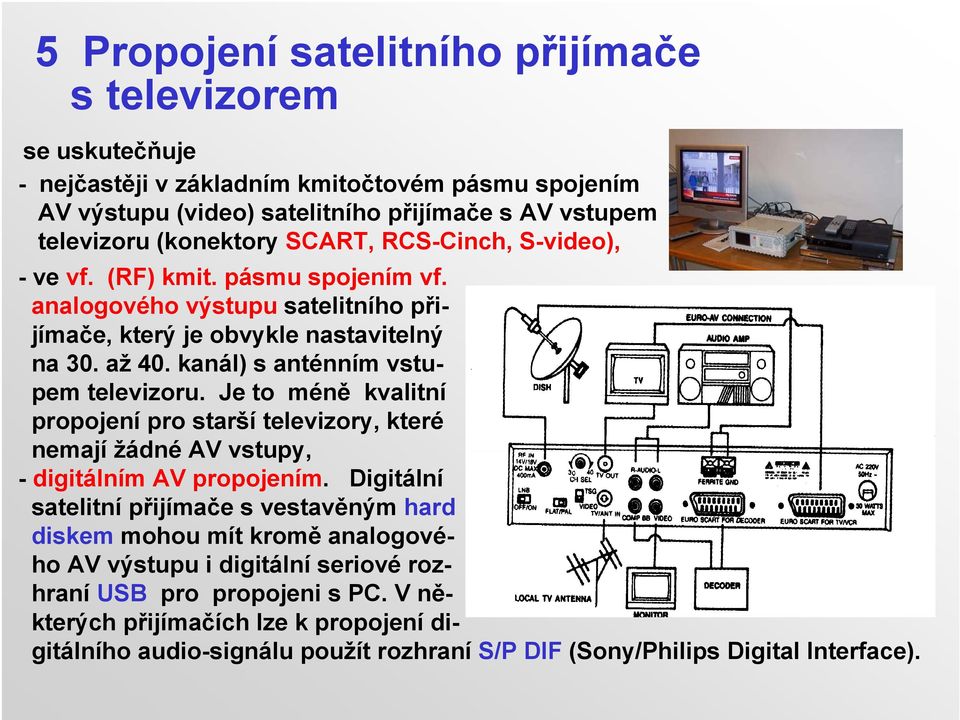 Je to méně kvalitní propojení pro starší televizory, které nemají žádné AV vstupy, - digitálním AV propojením.