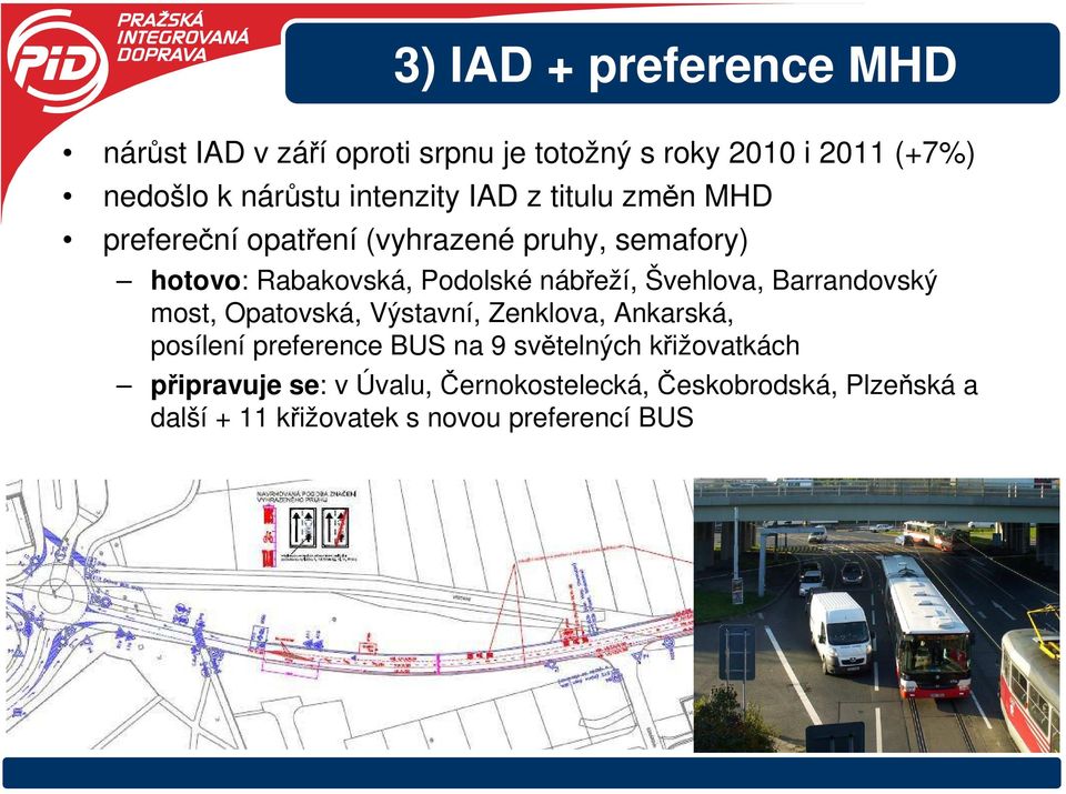 nábřeží, Švehlova, Barrandovský most, Opatovská, Výstavní, Zenklova, Ankarská, posílení preference BUS na 9