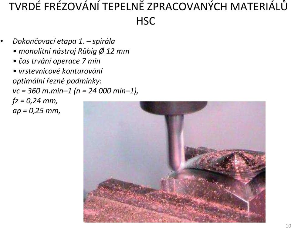 spirála monolitní nástroj Rübig Ø 12 mm čas trvání operace 7