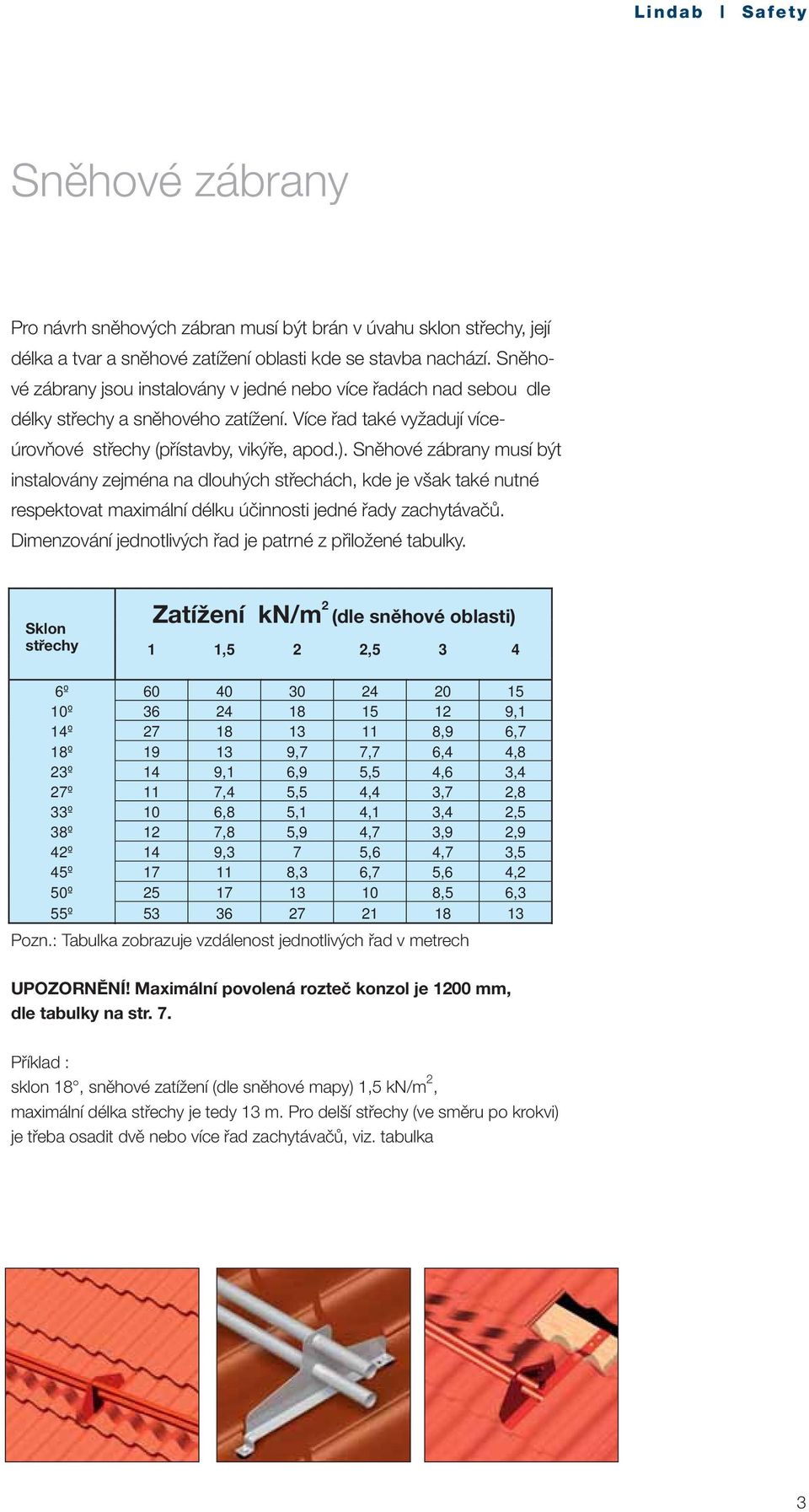 Sněhové zábrany musí být instalovány zejména na dlouhých střechách, kde je však také nutné respektovat maximální délku účinnosti jedné řady zachytávačů.