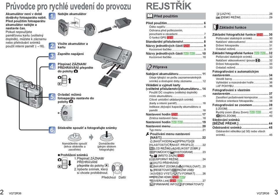 Nabijte akumulátor Vložte akumulátor a kartu Zapněte napájení Přepínač ZÁZNAM/ PŘEHRÁVÁNÍ přepněte do polohy Ovladač režimů fotoaparátu nastavte do polohy Stiskněte spoušť a fotografujte snímky