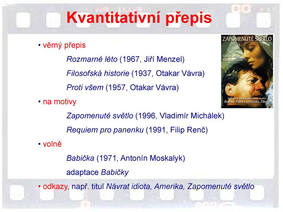 Vladimír Michálek) Requiem pro panenku (1991, Filip Renč) volně Babička (1971, Antonín
