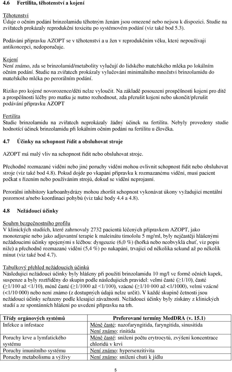 Podávání přípravku AZOPT se v těhotenství a u žen v reprodukčním věku, které nepoužívají antikoncepci, nedoporučuje.