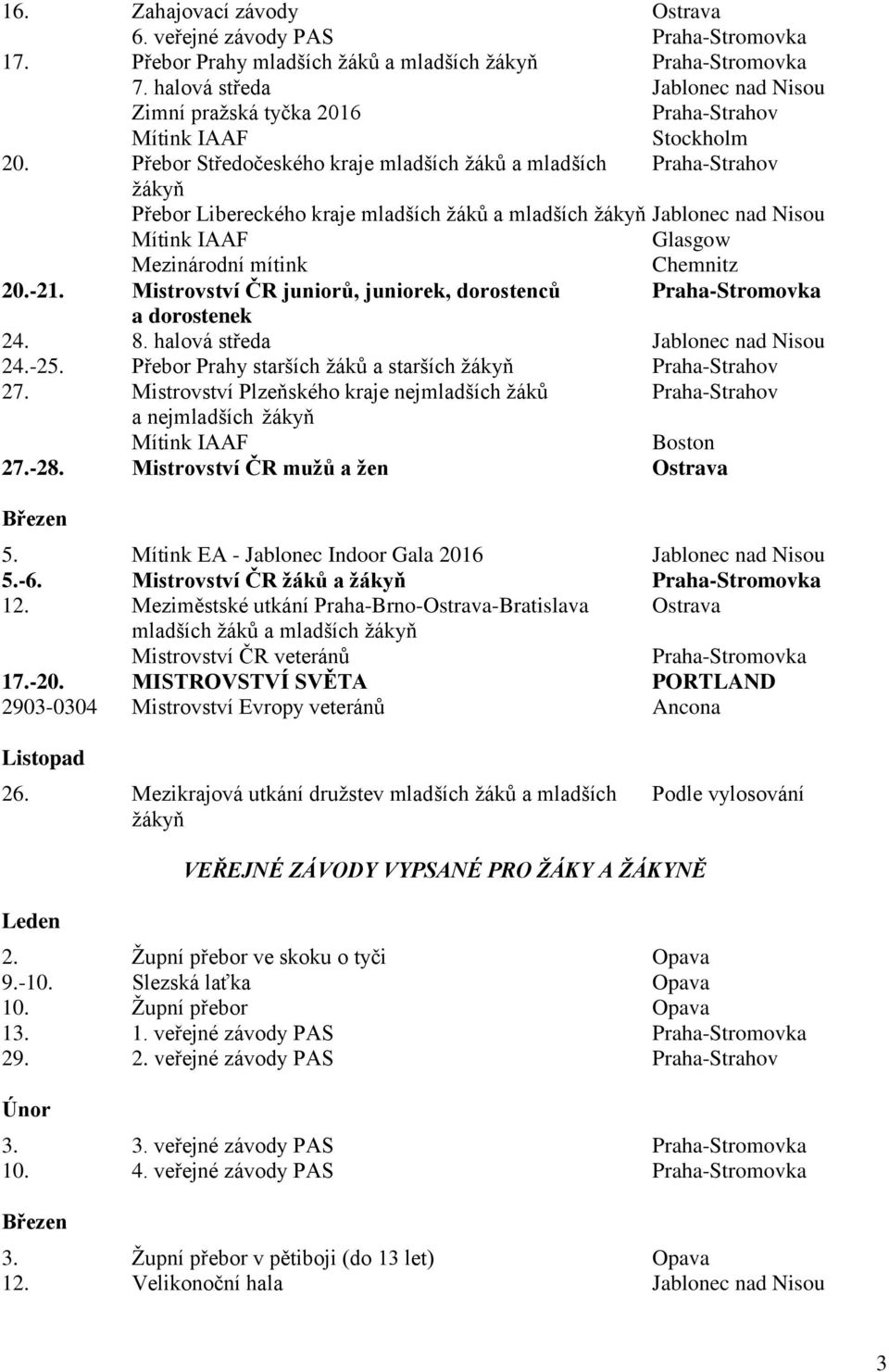Přebor Středočeského kraje mladších žáků a mladších Praha-Strahov Přebor Libereckého kraje mladších žáků a mladších Jablonec nad Nisou Glasgow Chemnitz 20.-21.