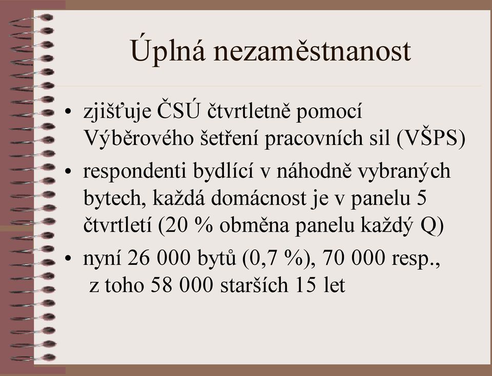 bytech, každá domácnost je v panelu 5 čtvrtletí (20 % obměna panelu