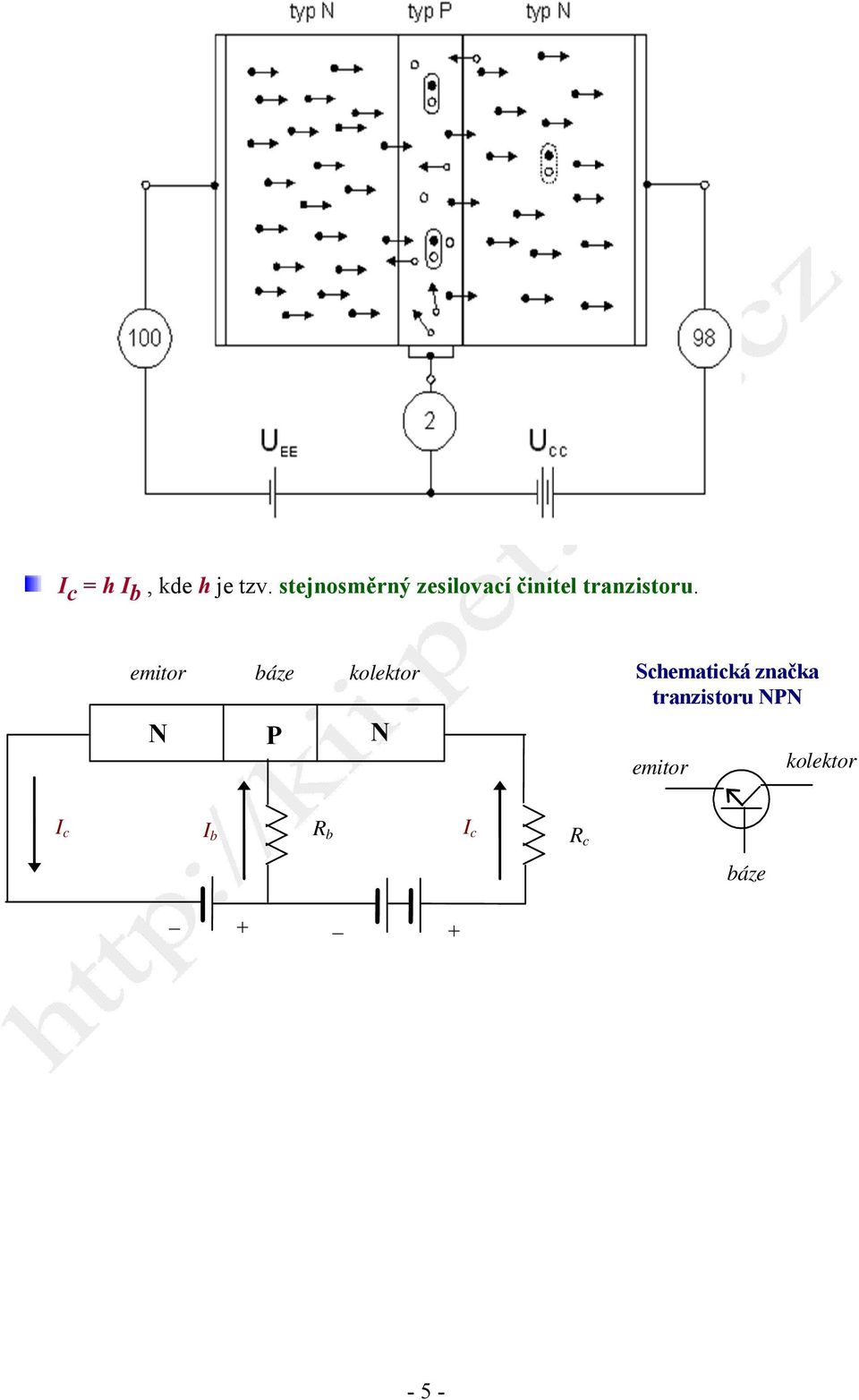 emitor báze kolektor N P N Schematická
