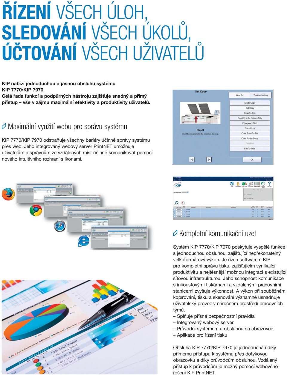 Maximální využití webu pro správu systému KIP 7770/KIP 7970 odstraňuje všechny bariéry účinné správy systému přes web.