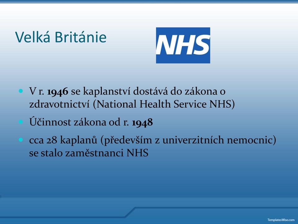 zdravotnictví (National Health Service NHS)