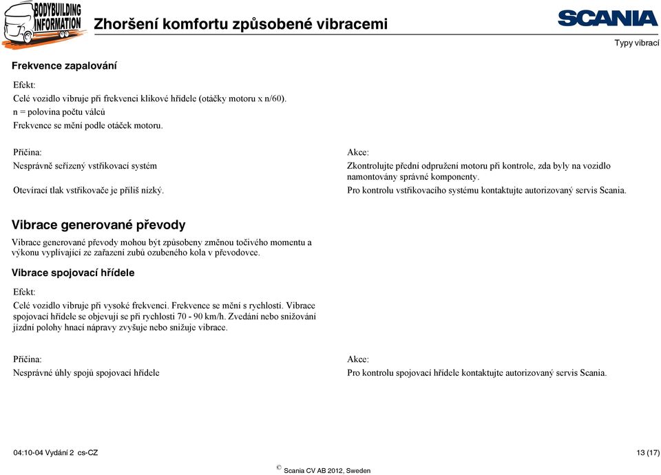 Pro kontrolu vstřikovacího systému kontaktujte autorizovaný servis Scania.