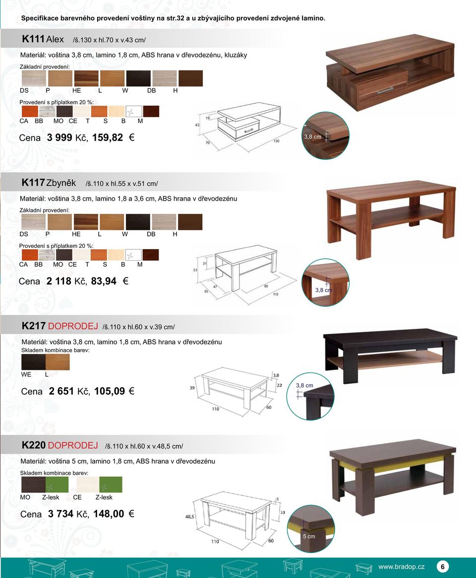 51 cm/ Materiál: voština, lamino 1,8 a 3,6 cm, ABS hrana v dřevodezénu Cena 2 118 Kč, 83,94 K217 DOPRODEJ /š.110 x hl.60 x v.