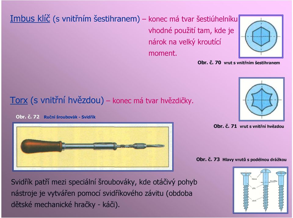 č. 71 vrut s vnitřní hvězdou Obr. č.