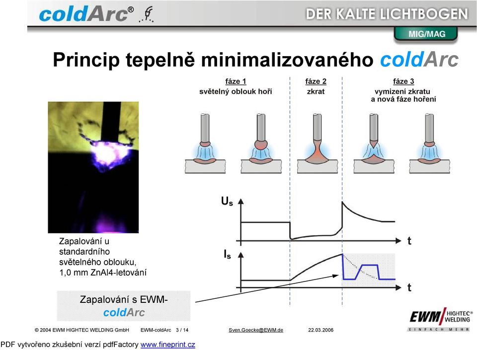 standardního světelného oblouku, 1,0 mm ZnAl4-letování Zapalování s