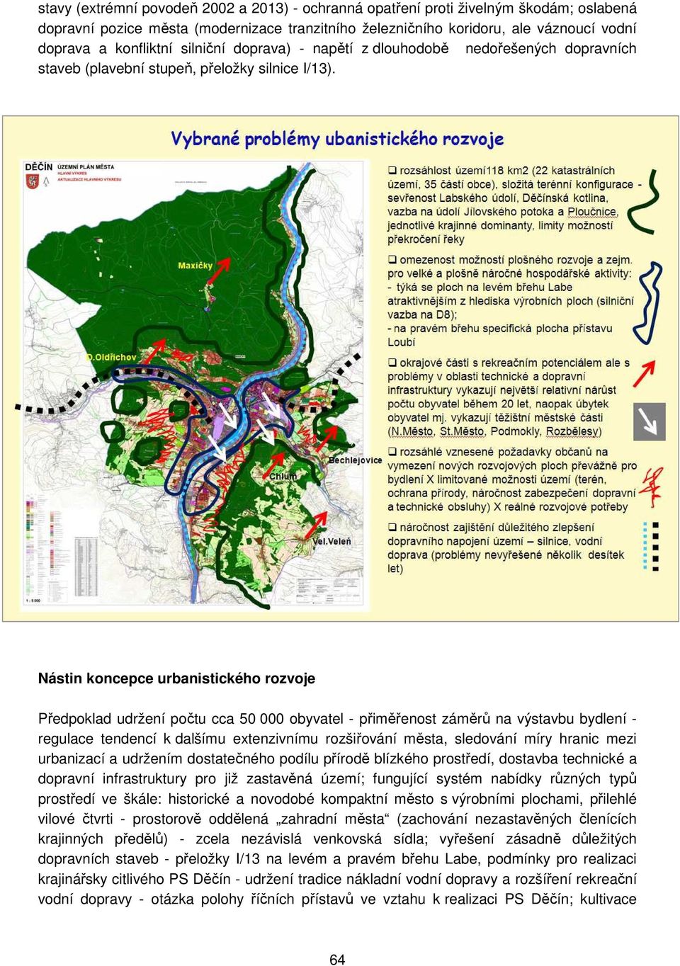 Nástin koncepce urbanistického rozvoje Předpoklad udržení počtu cca 50 000 obyvatel - přiměřenost záměrů na výstavbu bydlení - regulace tendencí k dalšímu extenzivnímu rozšiřování města, sledování