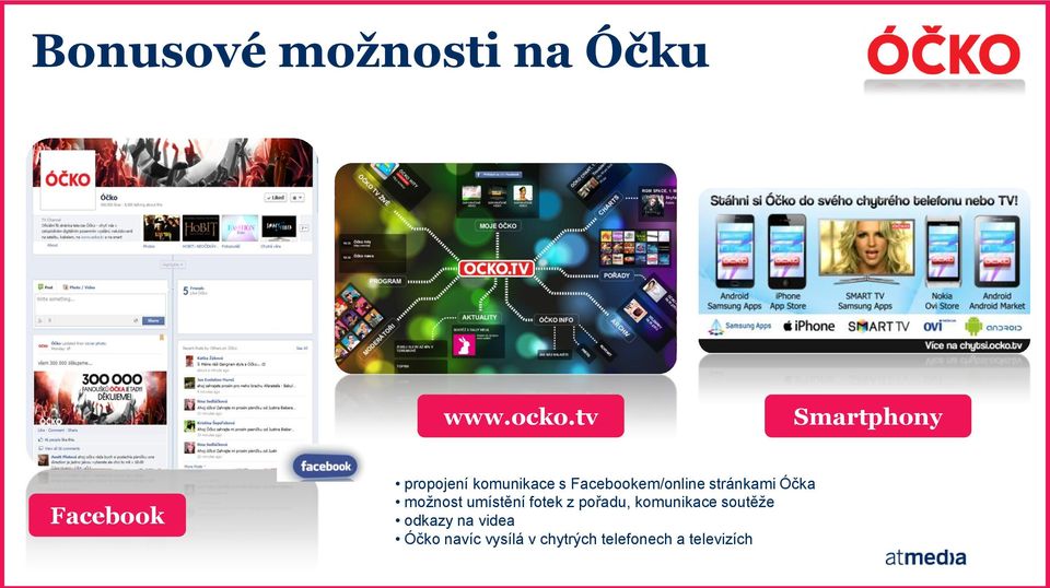 Facebookem/online stránkami Óčka možnost umístění fotek z