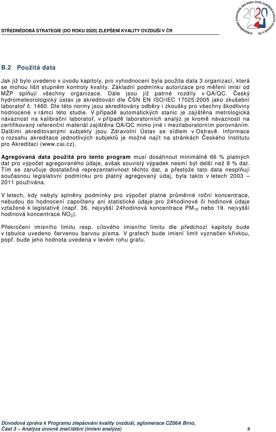 Český hydrometeorologický ústav je akreditován dle ČSN EN ISO/IEC 17025:2005 jako zkušební laboratoř č. 1460.