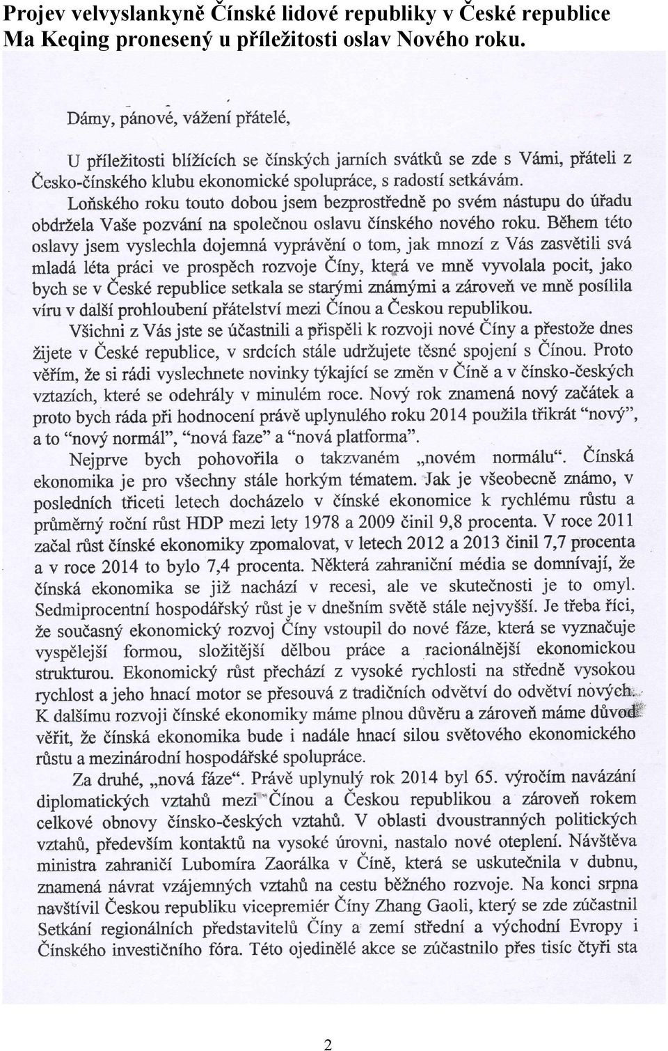 republice Ma Keqing pronesený