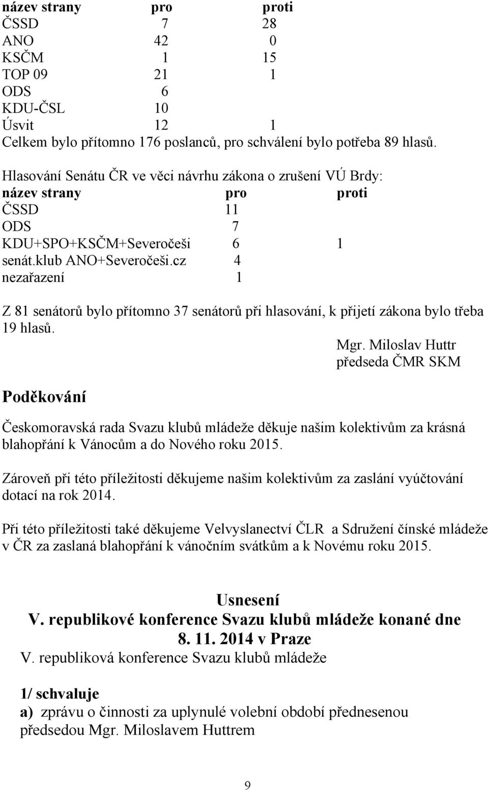 cz 4 nezařazení 1 Z 81 senátorů bylo přítomno 37 senátorů při hlasování, k přijetí zákona bylo třeba 19 hlasů. Mgr.
