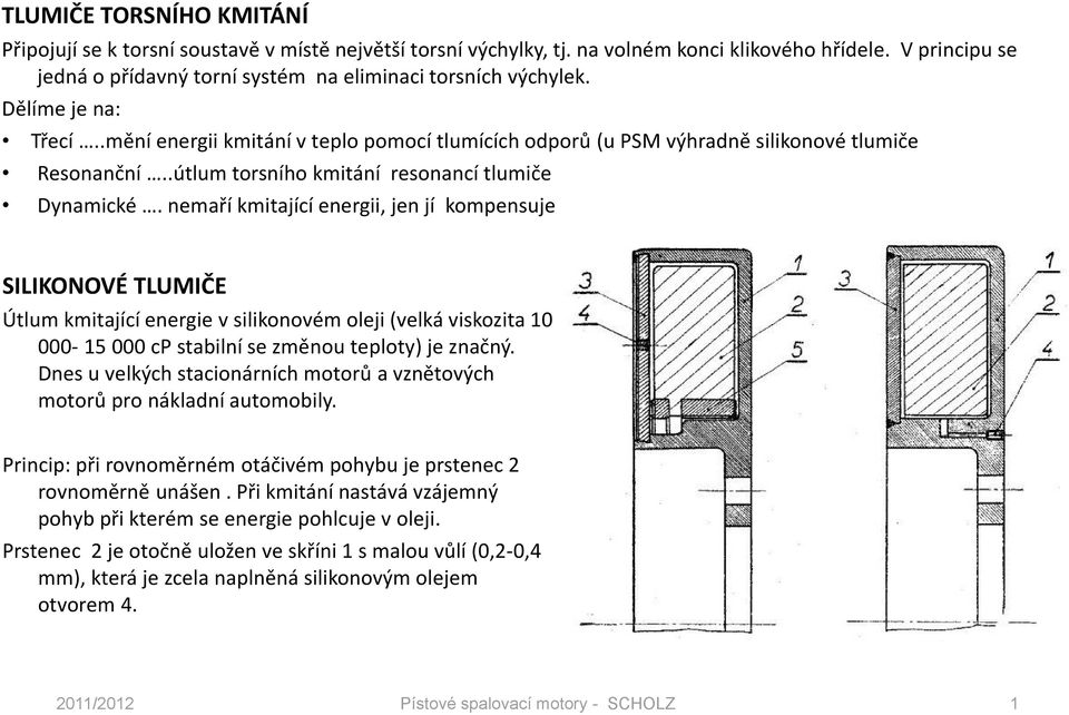 nemaří miajíí energii, jen jí ompensuje SILIKONOVÉ TLUMIČE Úlum miajíí energie v silionovém oleji (velá visozia 0 000-5 000 P sabilní se změnou eploy) je značný.