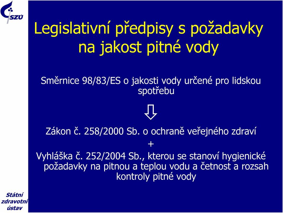 o ochraně veřejného zdraví + Vyhláška č. 252/2004 Sb.